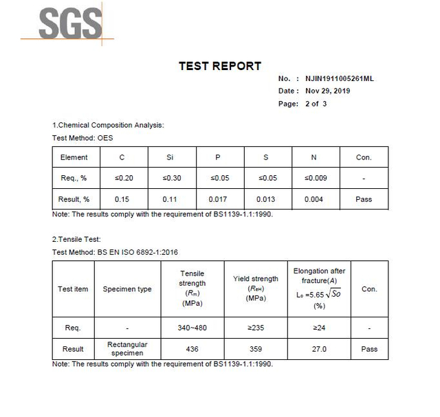Tubo de andaime SGS 02