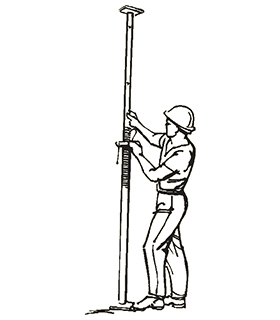Insira o pino através de um orifício adjacente no tubo interno